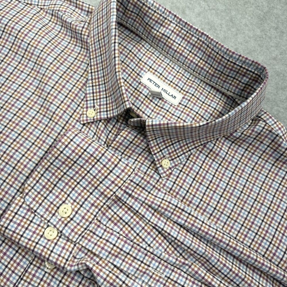 Peter Millar XXL Multicolor Plaid Cotton Long Sleeve Button-Down Shirt